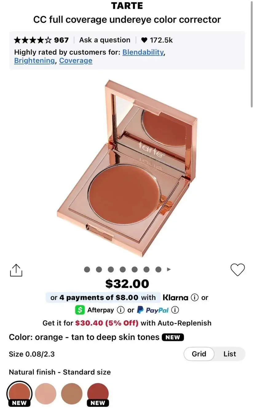 Tarte Colored Clay CC Undereye Corrector in Orange